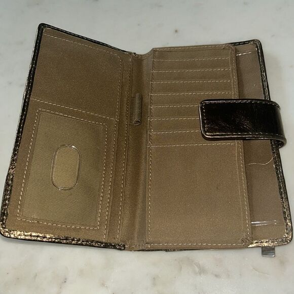 Fossil bronze gold silver patchwork leather wallet - Picture 4 of 4